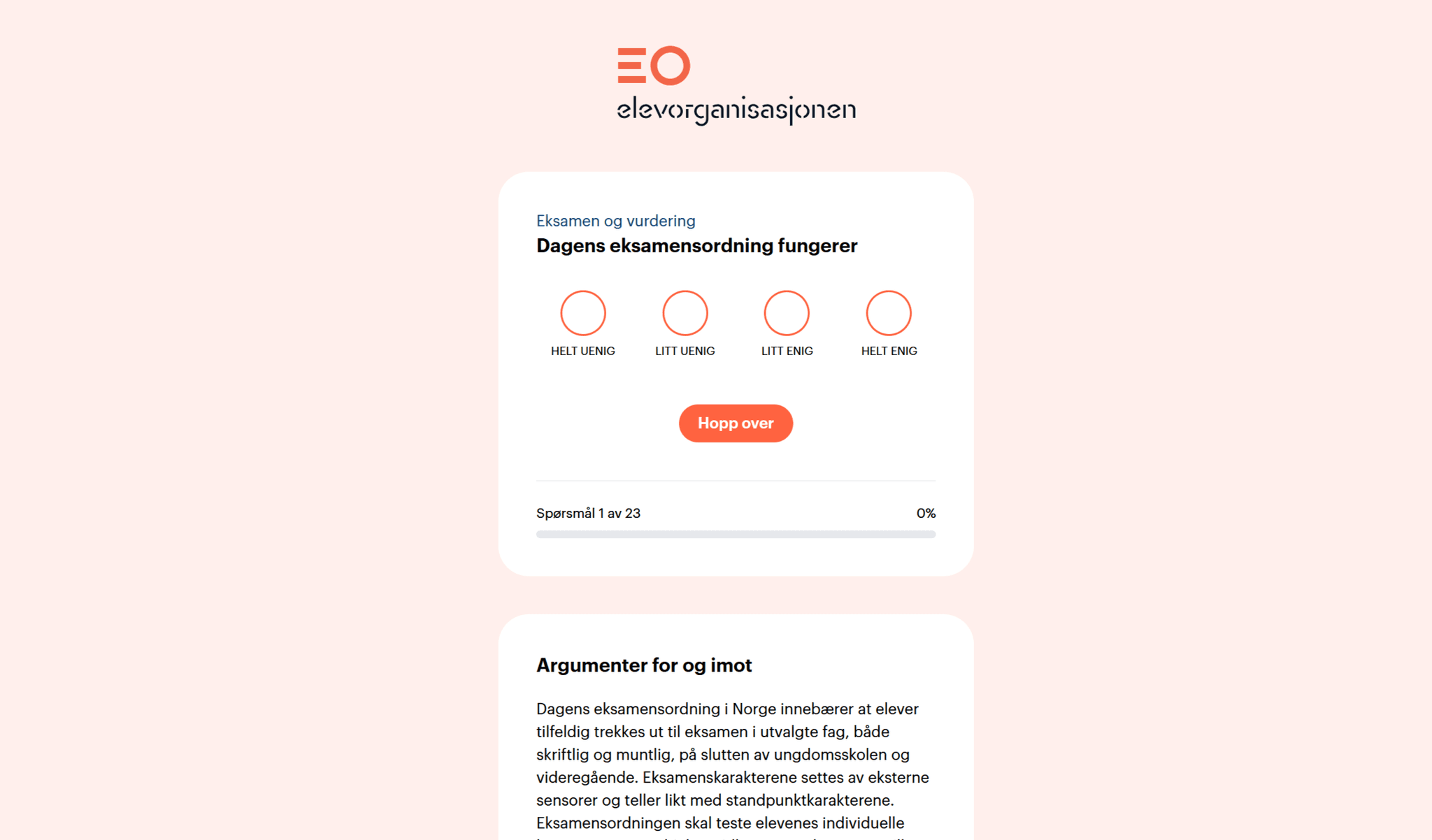 Skjermdump fra valgomaten